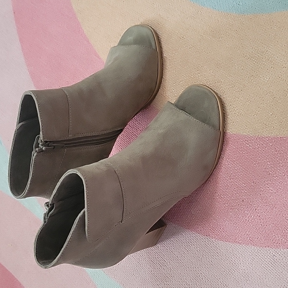 Taupe Peeptoe Booties - Picture 2 of 3